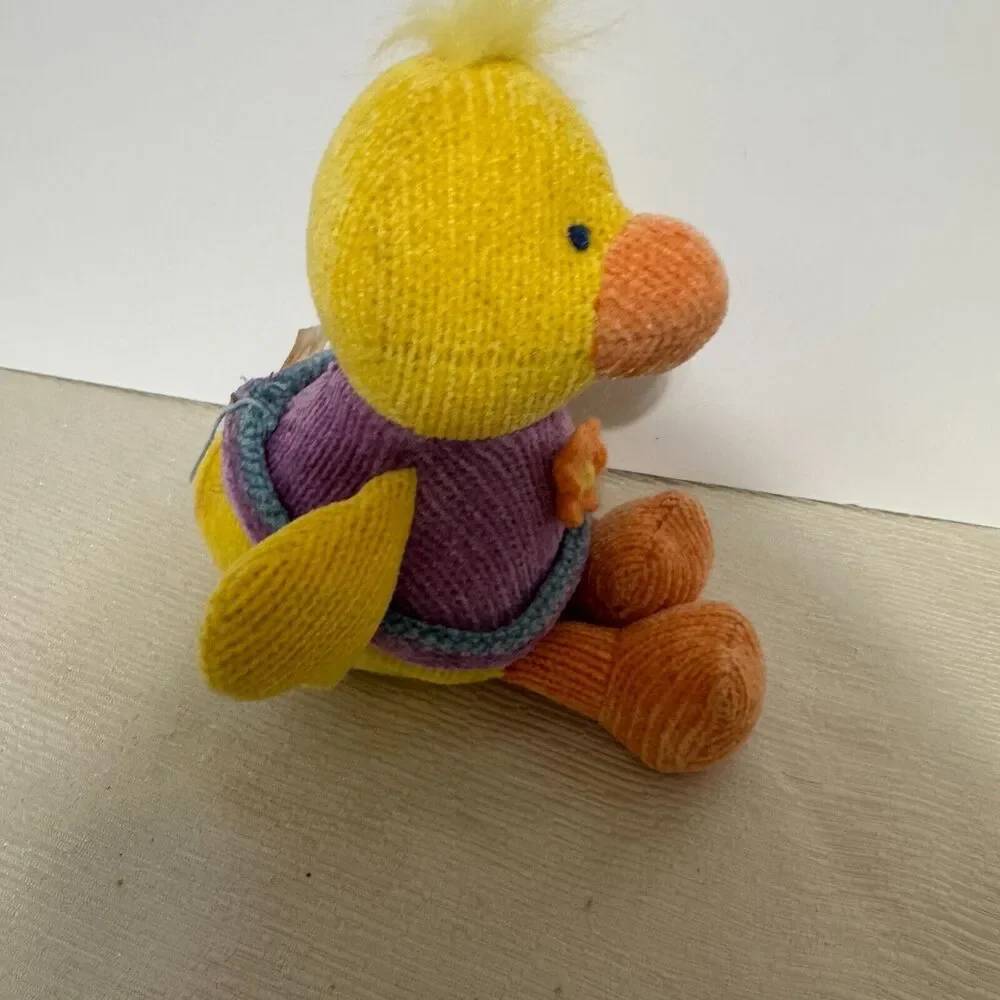 Russ Berrie Tootles knit plush duck yellow Easter stuffed animal cute Vintage 8